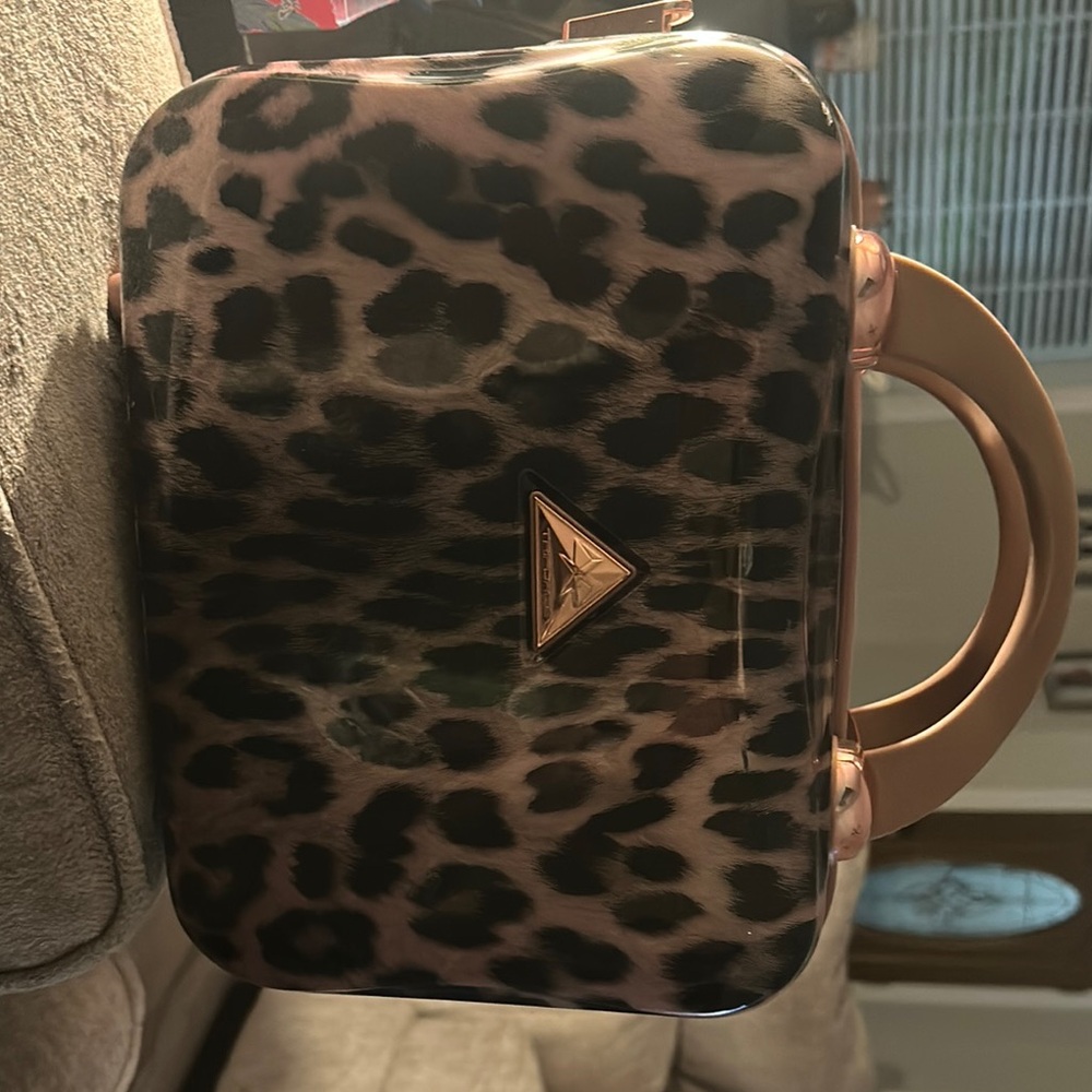 Leopard Print Handbag with Gold Accents